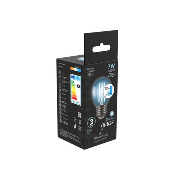 Светодиодная филаментная лампа Gauss Шар 7W 580Lm 4100K E27 105802207-S, изображение 4