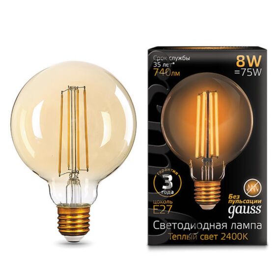 Светодиодная лампа Gauss G95 8W 740Lm 2400K E27 105802008