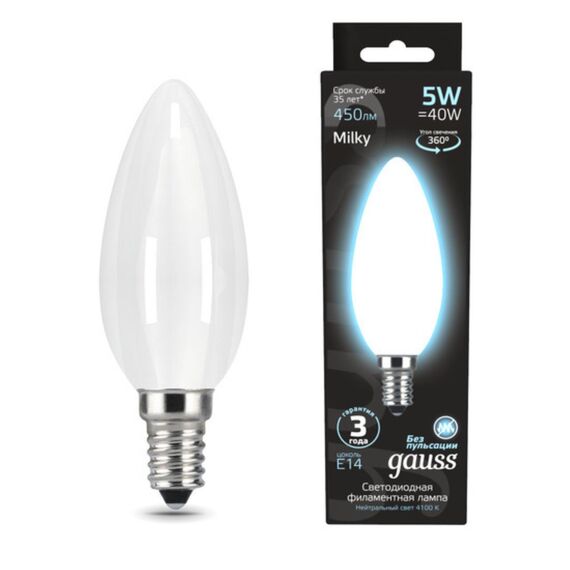 Светодиодная лампа Gauss Свеча 5W 450Lm 4100K E14 103201205