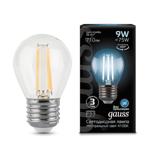 Светодиодная лампа Gauss Шар 9W 710Lm 4100K E27 105802209