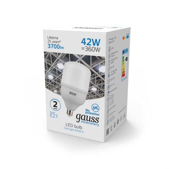 Светодиодная лампа Gauss T120 42W 3700Lm 6500K E27 63234, изображение 3