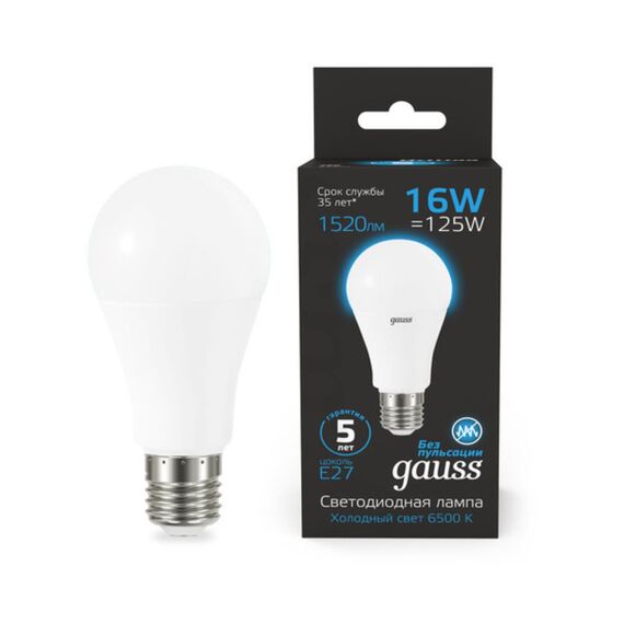 Светодиодная лампа Gauss A60 16W 1520Lm 6500K E27 102502316