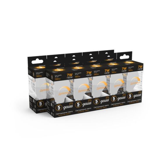 Светодиодная лампа Gauss Шар 7W 560Lm 3000K E14 105101107-D, изображение 5