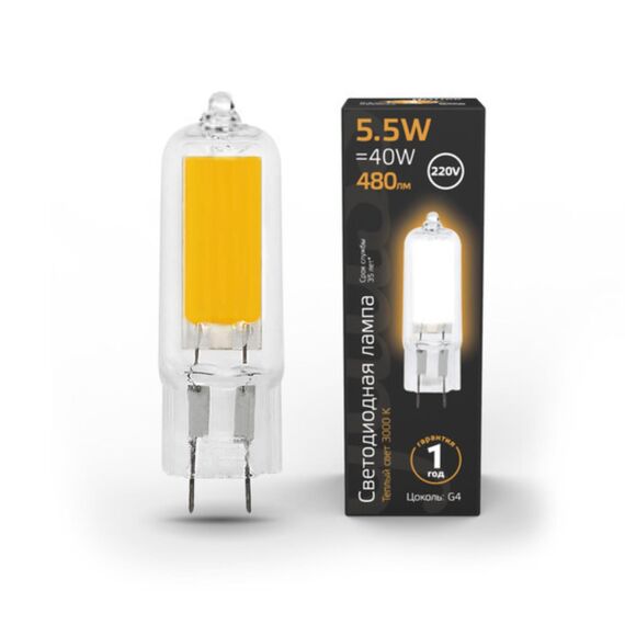 Светодиодная лампа Gauss 5,5W 480Lm 3000K G4 107807105
