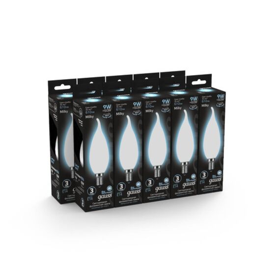 Светодиодная филаментная лампа Gauss Свеча на ветру 9W 610Lm 4100K E14 104201209, изображение 5