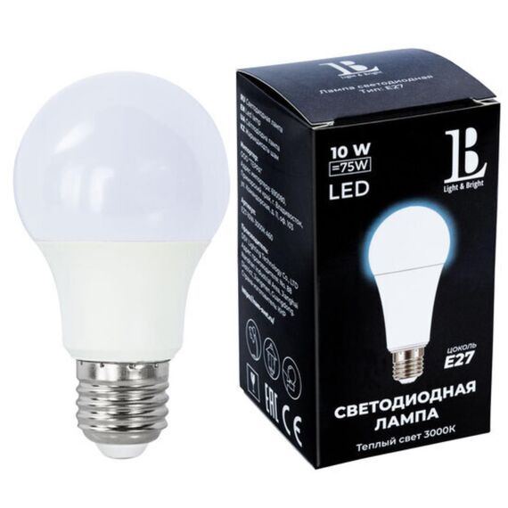 Светодиодная лампа L&B A60 10W 930Lm 3000K E27 E27-10W-3000K-A60