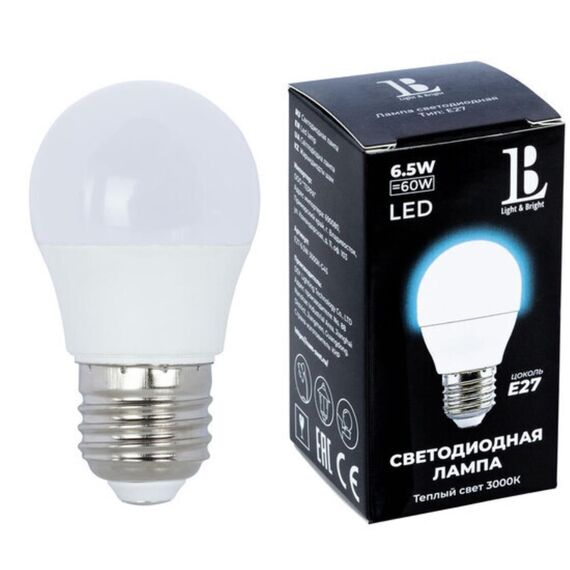 Светодиодная лампа L&B 6W 520Lm 3000K E27 E27-6,5W-3000K-G45