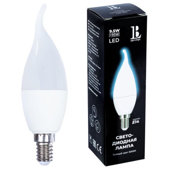 Светодиодная лампа L&B 9W 950Lm 3000K E14 E14-9,5W-3000К-C37-flame