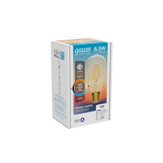 Светодиодная лампа Gauss SMART HOME ST64 6,5W 720Lm 2000-5500K E27 1310112, изображение 2