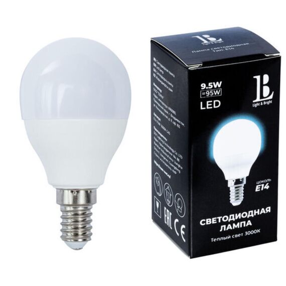 Светодиодная лампа L&B 9W 950Lm 3000K E14 E14-9,5W-3000К-G45