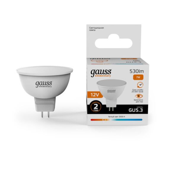 Светодиодная лампа Gauss ELEMENTARY Софит 7W 530Lm 3000K GU5.3 11517