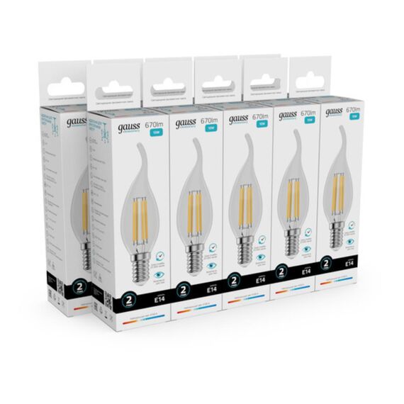 Светодиодная филаментная лампа Gauss FILAMENT ELEMENTARY Свеча на ветру 10W 670Lm 4100K E14 42120, изображение 3