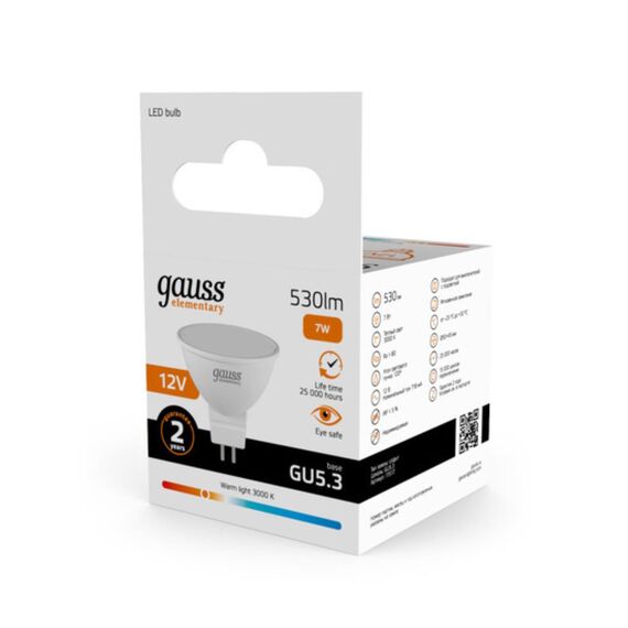 Светодиодная лампа Gauss ELEMENTARY Софит 7W 530Lm 3000K GU5.3 11517, изображение 5