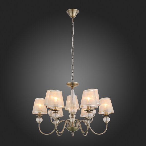 SL185.303.09 Светильник подвесной Бронза, Прозрачный/Бежевый, Бронза E14 9*40W GRAZIA, изображение 2