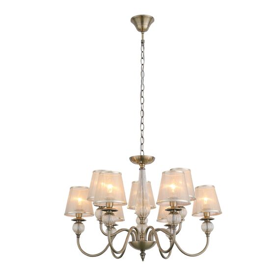 SL185.303.09 Светильник подвесной Бронза, Прозрачный/Бежевый, Бронза E14 9*40W GRAZIA, изображение 3