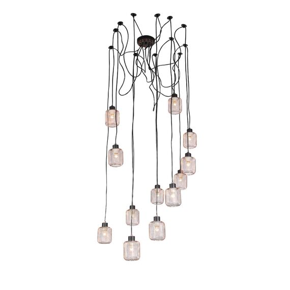 SL193.303.12 Светильник подвесной Черный/Латунь,Прозрачный E27 12*60W FORTO, изображение 3