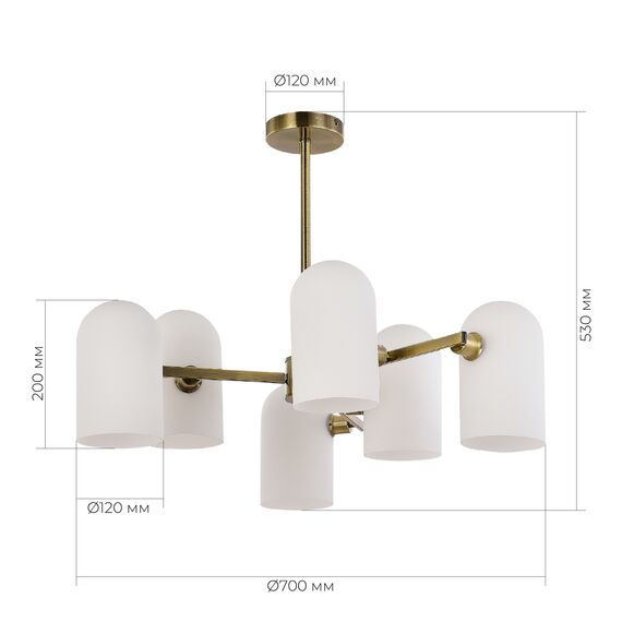 SLE1047-302-06 Светильник потолочный Бронза/Молочно-белый E14 6*40W NOBILIA, изображение 6