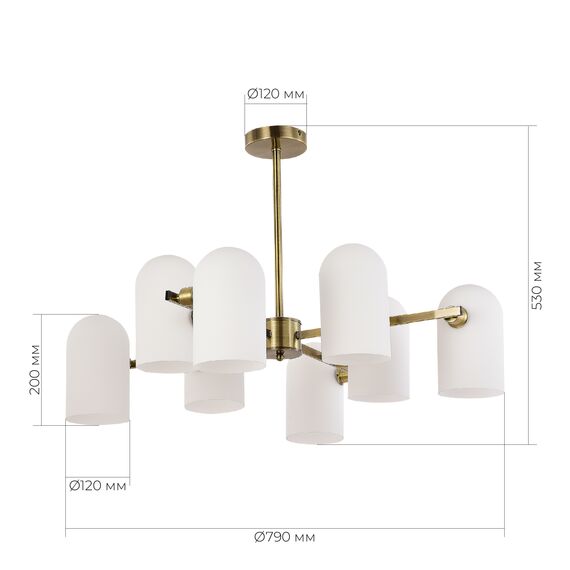 SLE1047-302-08 Светильник потолочный Бронза/Молочно-белый E14 8*40W NOBILIA, изображение 6