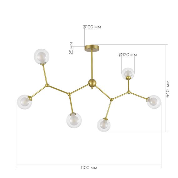 SLE1106-203-06 Светильник подвесной Золотистый/Прозрачный, Белый G9 LED 6*5W ARCUS, изображение 4