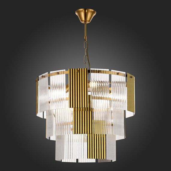 SLE1123-303-07 Светильник подвесной Латунь/Золотистый, Прозрачный E14 7*40W TRESA, изображение 2