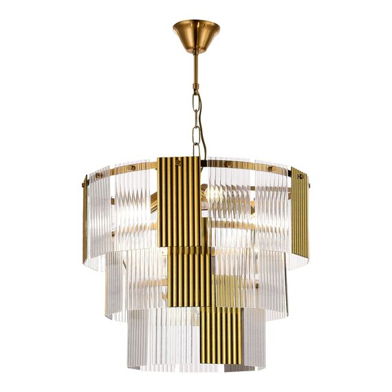 SLE1123-303-07 Светильник подвесной Латунь/Золотистый, Прозрачный E14 7*40W TRESA, изображение 3