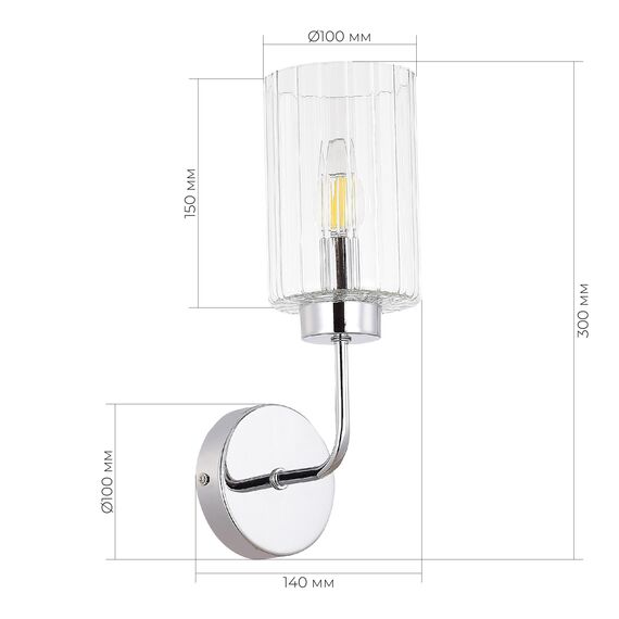 SLE1127-101-01 Светильник настенный Хром/Прозрачный E14 1*40W TILDA, изображение 5