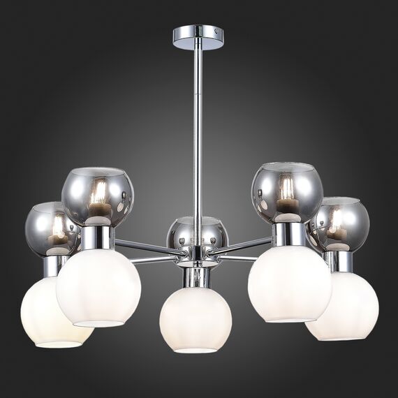 SLE1138-102-10 Светильник потолочный Хром/Белый, Дымчатый E27 10*60W THONET, изображение 2