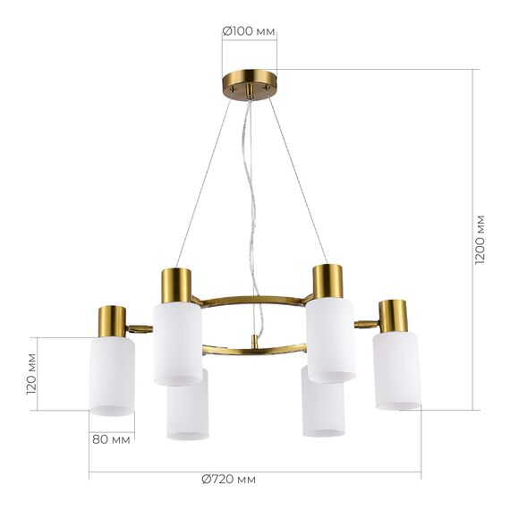 SLE1139-303-06 Светильник подвесной Латунь/Белый E14 6*60W GESSI, изображение 7