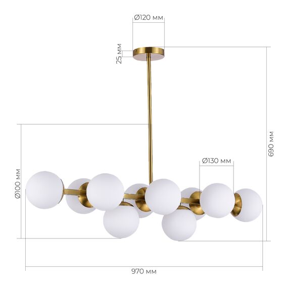 SLE1191-202-10 Светильник потолочный Золотистый/Белый E27 10*60W FRATTA, изображение 8
