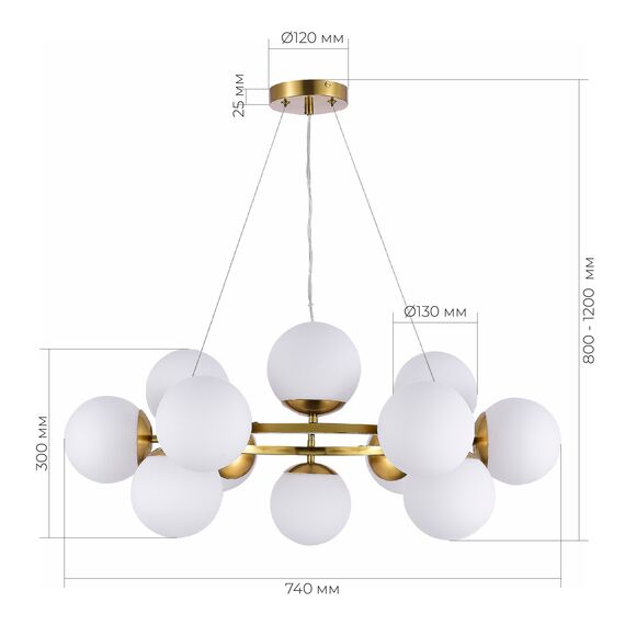 SLE1191-203-12 Светильник подвесной Золотистый/Белый E27 12*60W FRATTA, изображение 6