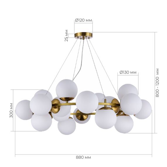 SLE1191-203-20 Светильник подвесной Золотистый/Белый E27 20*60W FRATTA, изображение 7