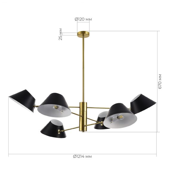 SLE1253-343-06 Светильник подвесной Латунь/Черный, Белый E14 6*60W NORBI, изображение 5