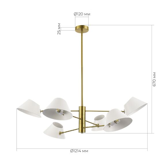 SLE1253-353-06 Светильник подвесной Латунь/Белый E14 6*60W NORBI, изображение 5