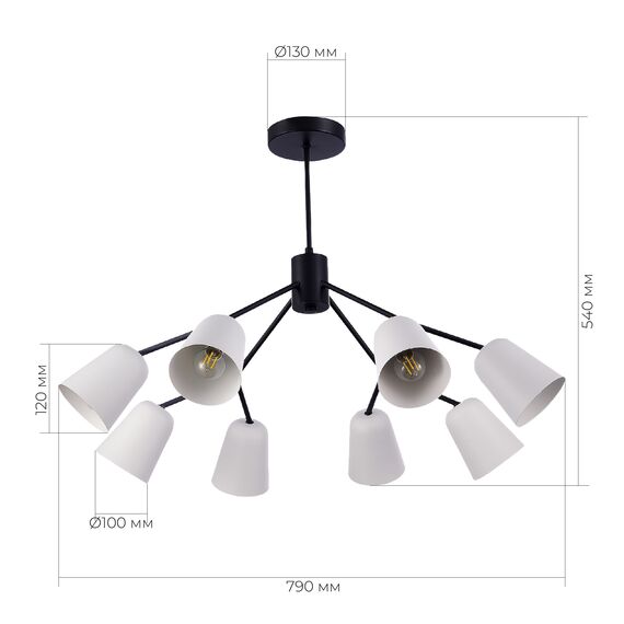 SLE155942-08 Светильник потолочный Черный/Белый E14 8*40W MARIO, изображение 6