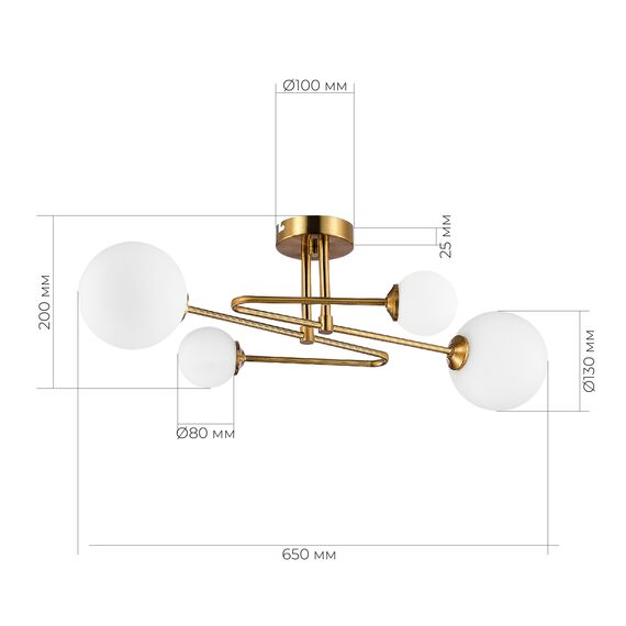 SLE2211-302-04 Светильник потолочный Латунь/Белый G9 LED 4*5W FANTINI, изображение 7