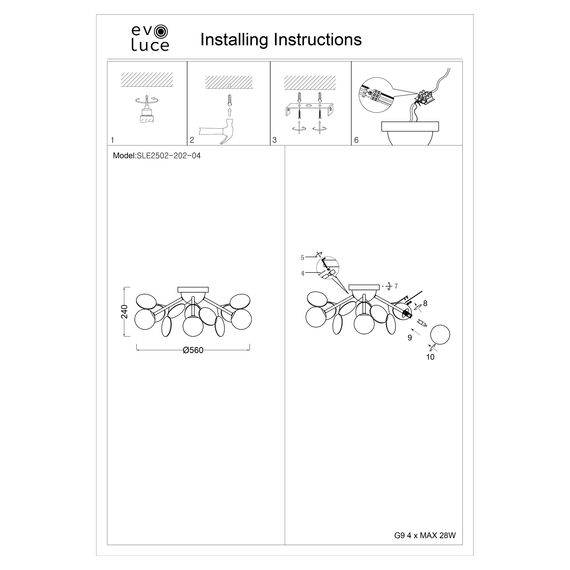 SLE2502-202-04 Светильник потолочный Золотистый/Разноцветный G9 LED 4*5W VOLA, изображение 6