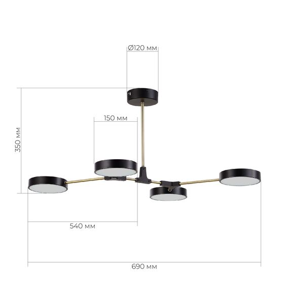 SLE6004-402-04 Светильник потолочный Черный, Латунь/Черный LED 4*10W MONTA, изображение 8