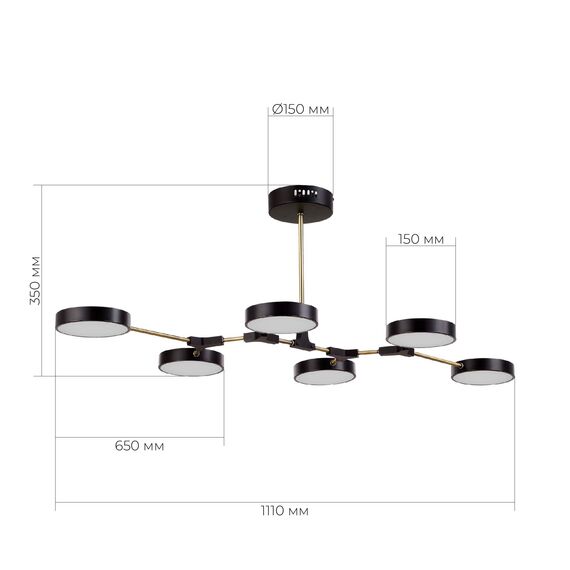 SLE6004-402-06 Светильник потолочный Черный, Латунь/Черный LED 6*10W MONTA, изображение 8