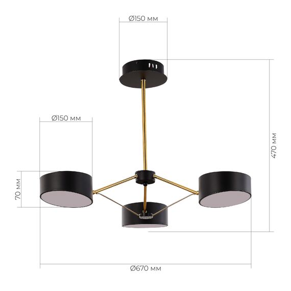 SLE6005-402-03 Светильник потолочный Черный, Золотистый/Черный LED 3*10W VALLE, изображение 6