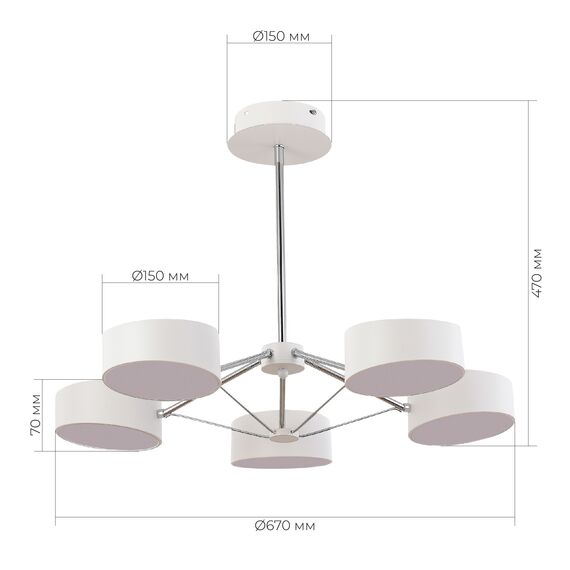 SLE6005-502-05 Светильник потолочный Белый, Хром/Белый LED 5*10W VALLE, изображение 8
