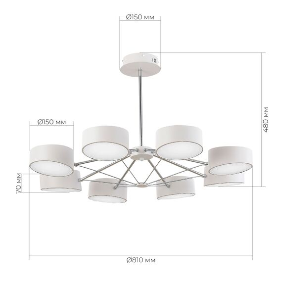 SLE6005-502-08 Светильник потолочный Белый, Хром/Белый LED 8*10W VALLE, изображение 7