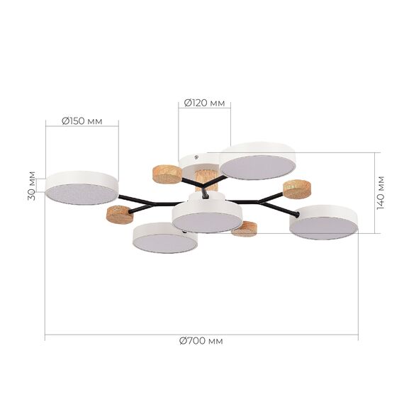 SLE6006-502-05 Светильник потолочный Белый/Белый LED 5*12W 3000K/4500K/6000K FAEMA, изображение 8