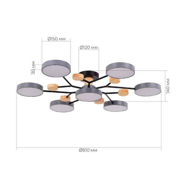 SLE6006-702-07 Светильник потолочный Серый/Серый LED 7*12W 3000K/4500K/6000K FAEMA, изображение 8