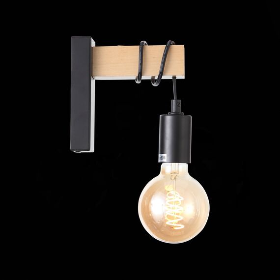 SL1142.401.01 Светильник настенный Черный, Светлое дерево E27 1*60W BAGETTI, изображение 4