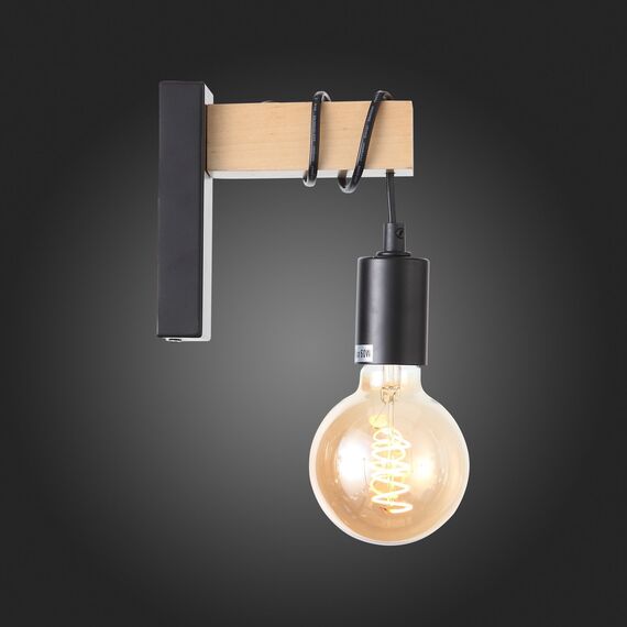 SL1142.401.01 Светильник настенный Черный, Светлое дерево E27 1*60W BAGETTI, изображение 5