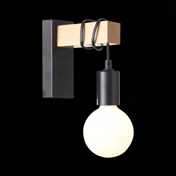 SL1142.401.01 Светильник настенный Черный, Светлое дерево E27 1*60W BAGETTI, изображение 10