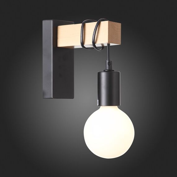 SL1142.401.01 Светильник настенный Черный, Светлое дерево E27 1*60W BAGETTI, изображение 11