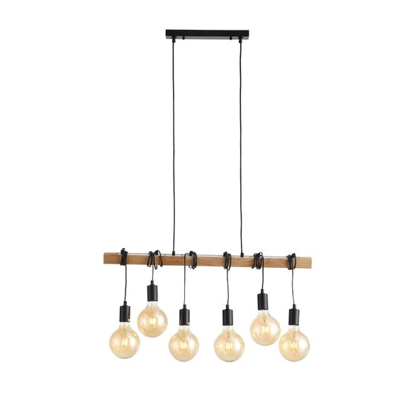SL1142.403.06 Светильник подвесной Черный, Светлое дерево E27 6*60W BAGETTI, изображение 6