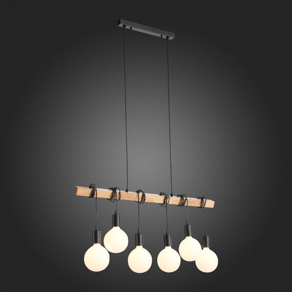 SL1142.403.06 Светильник подвесной Черный, Светлое дерево E27 6*60W BAGETTI, изображение 11