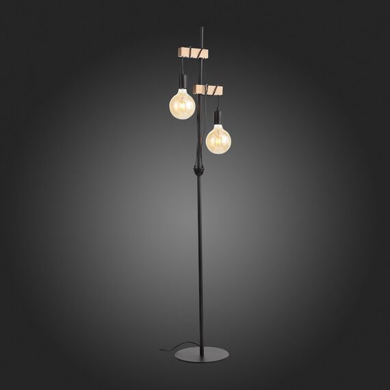 SL1142.405.01 Светильник напольный Черный, Светлое дерево E27 2*60W BAGETTI, изображение 2